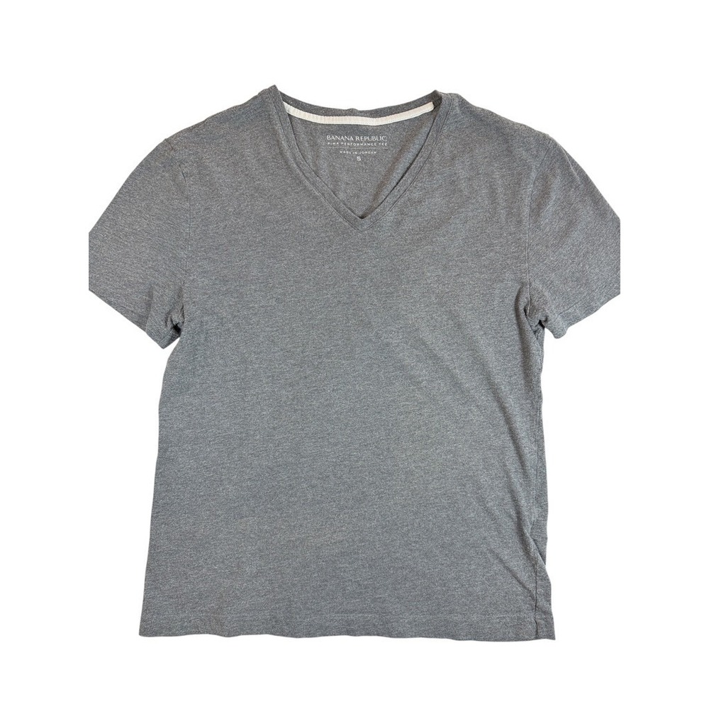 Banana Republic Pima Performance Tee Women S Gray V-Neck Short Sleeve 186497-02